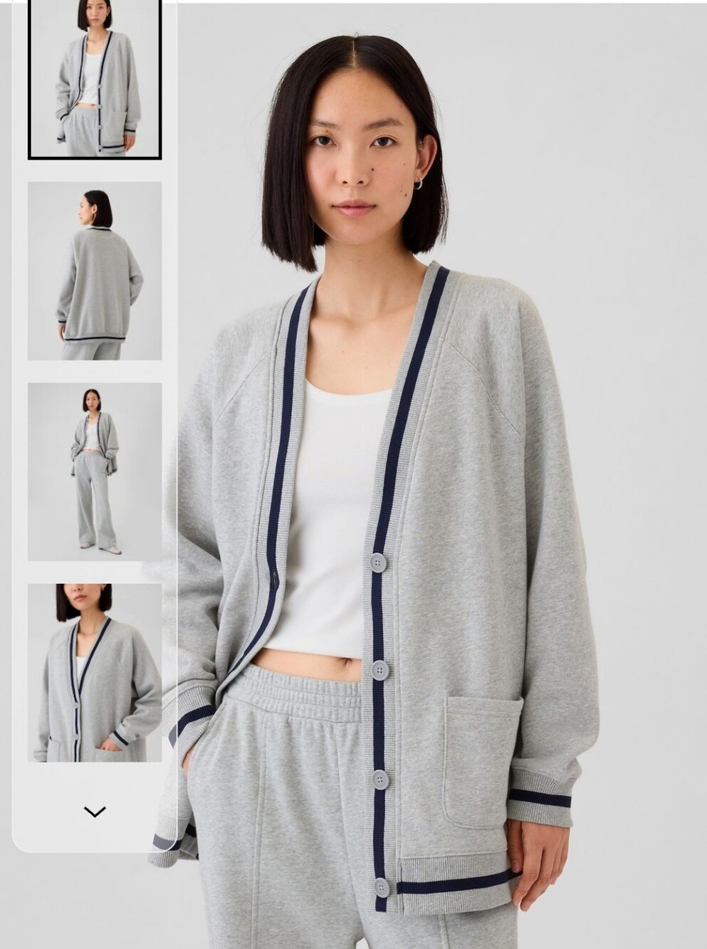 Vintage Soft Oversized Varsity Cardigan And Cargo Sweatpants Set